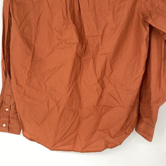 Everlane Relaxed Poplin Picnic Top Orange Button Up Women's Size 6 - Picture 8 of 9